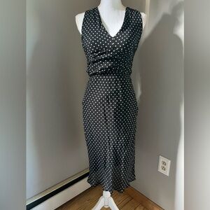 Vintage Teenflo Polka Dot V Neck Little Black Dress